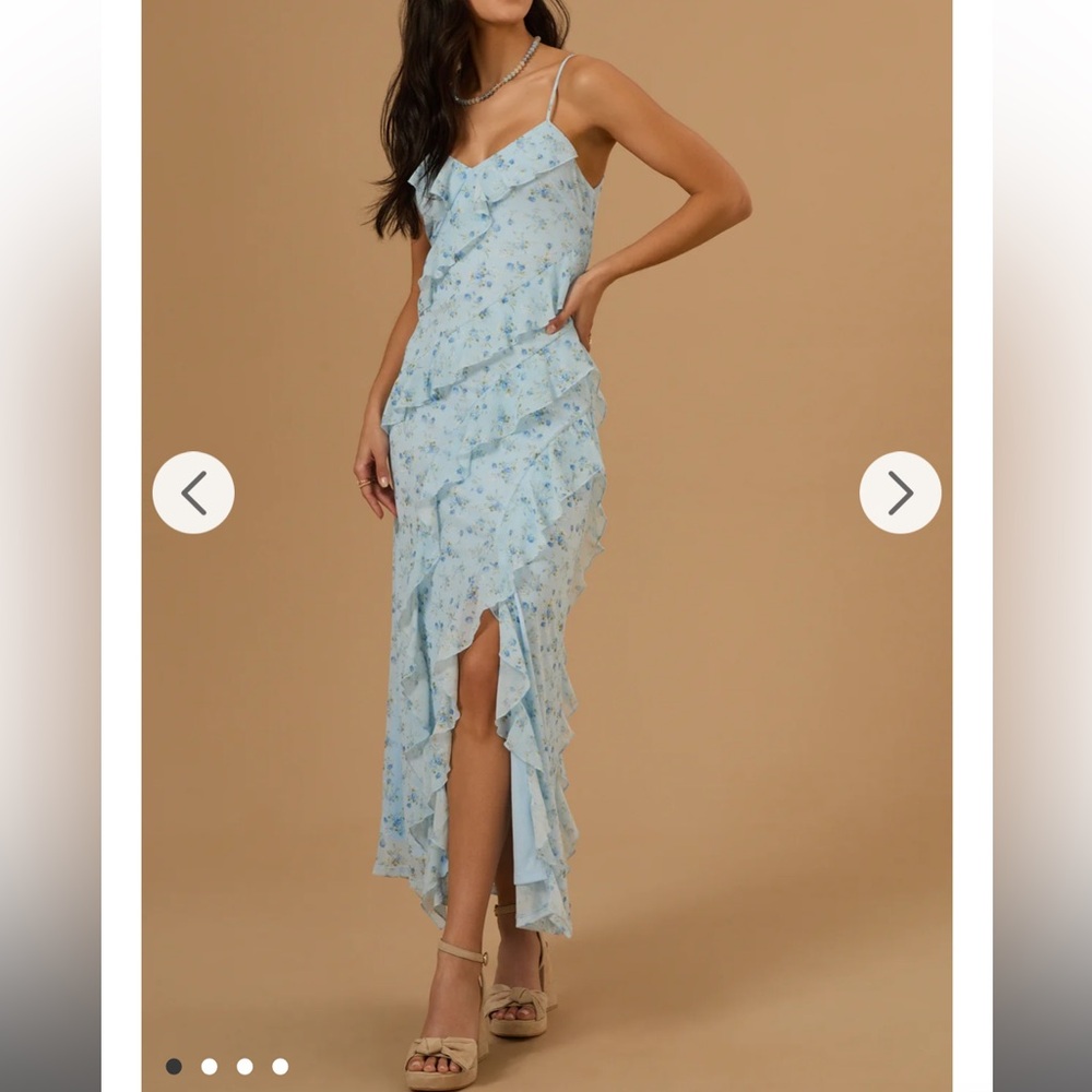 Altar'd State Light Blue Asymmetrical Floral Dress